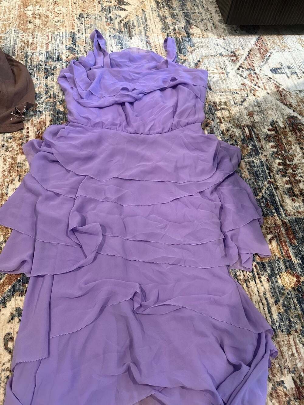 Antonio Melani Purple Chiffon Tiered Ruffled Dress Size 8